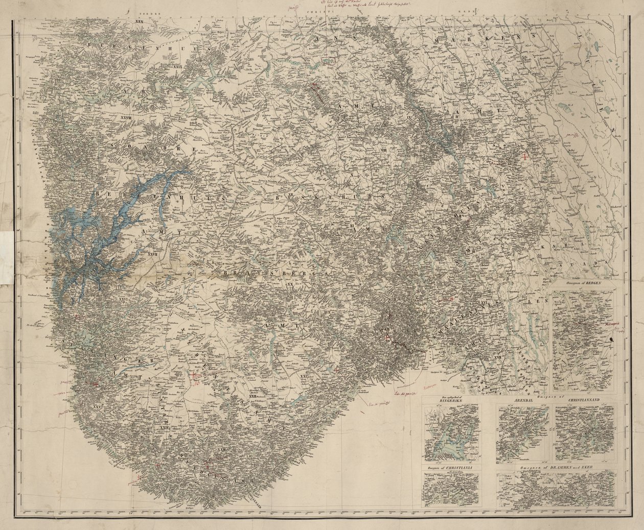 Mapa do sul da Noruega, não título de P.A. Munch