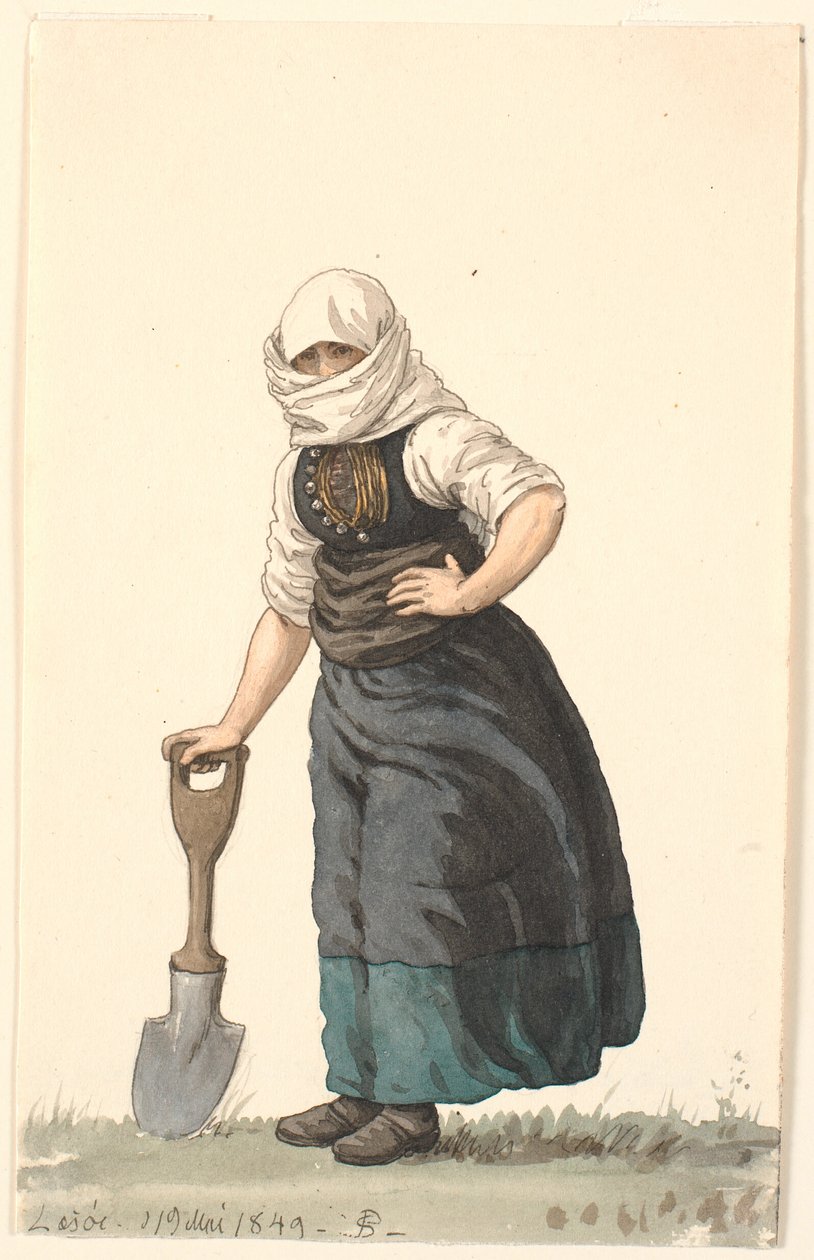 Camponesa Læssøe em roupas cotidianas de P.C. Skovgaard