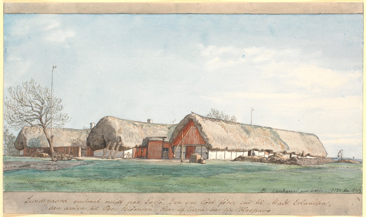 Lundsgaard aproximadamente no meio de Læssø. de P.C. Skovgaard