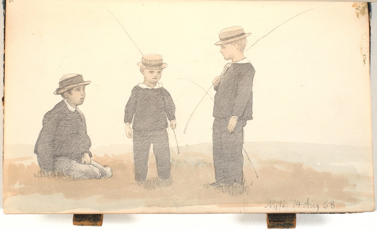 Três meninos com chapéus de palha de P.C. Skovgaard