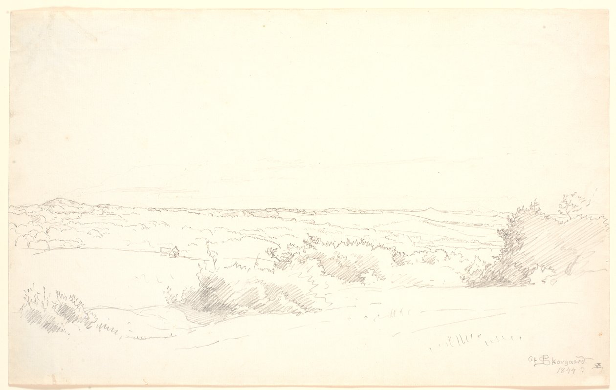 Vista de uma paisagem montanhosa. de P.C. Skovgaard