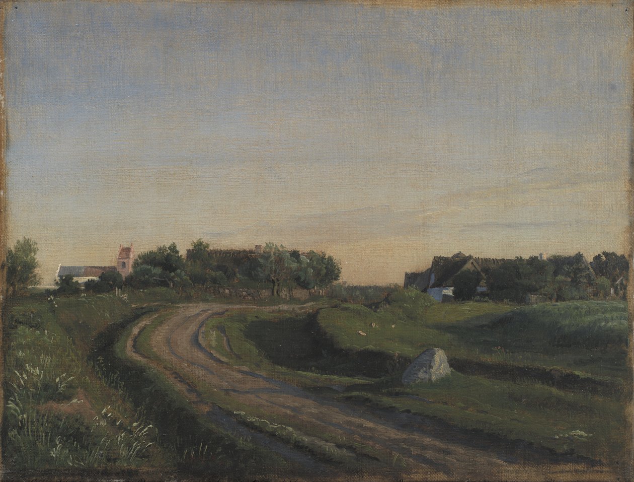 Vejby com a Igreja vista do Norte. Luz da Noite. Zelândia de P.C. Skovgaard