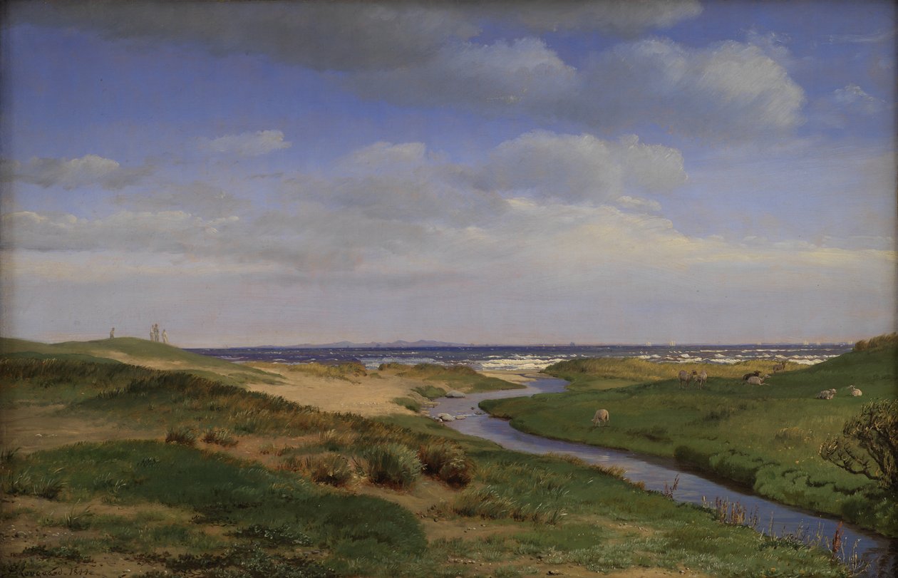 Vista da costa norte da Zelândia em Dronningmølle de P.C. Skovgaard