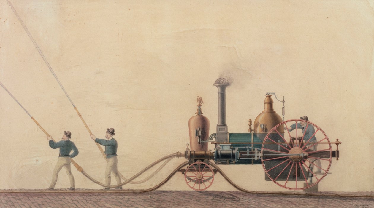 O primeiro motor a vapor usado nos Estados Unidos em 1841, 1865 de P.R. Hodge