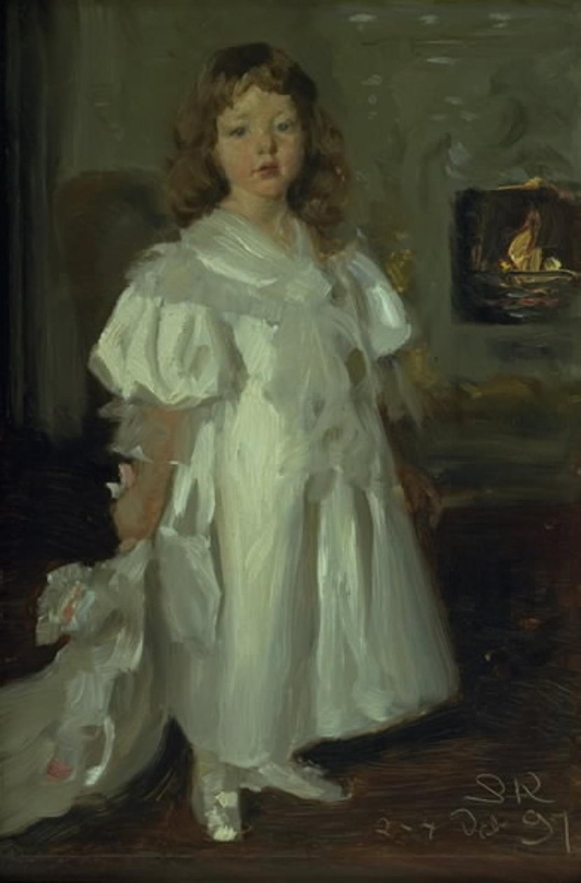 Uma menina, Helga Melchior, em um vestido longo de Peder Severin Krøyer