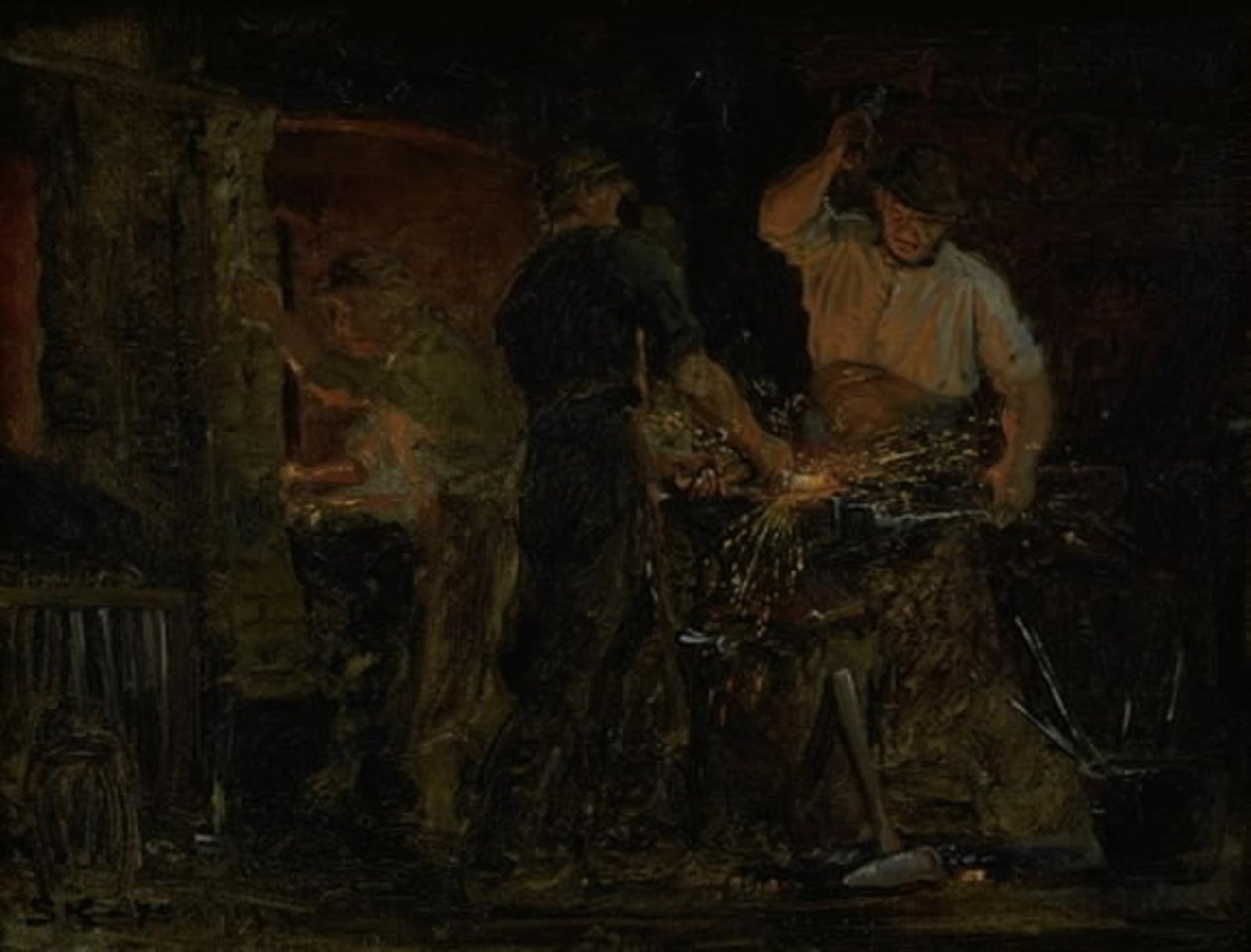Uma ferraria em Hornbæk de Peder Severin Krøyer