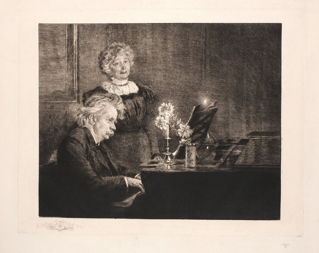 Edvard e Nina Grieg ao piano de Peder Severin Krøyer