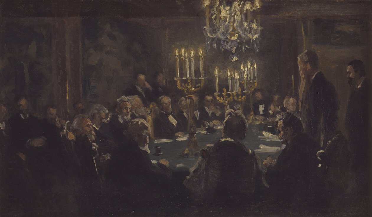 Esboço de composição para "A Meeting in the Society of Sciences" na Society of Sciences de Peder Severin Krøyer