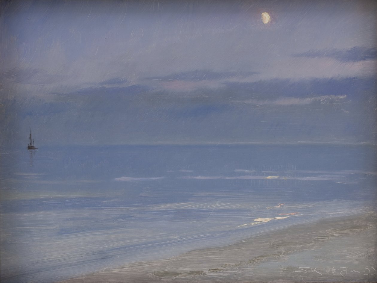 Praia de Skagen ao luar de Peder Severin Krøyer