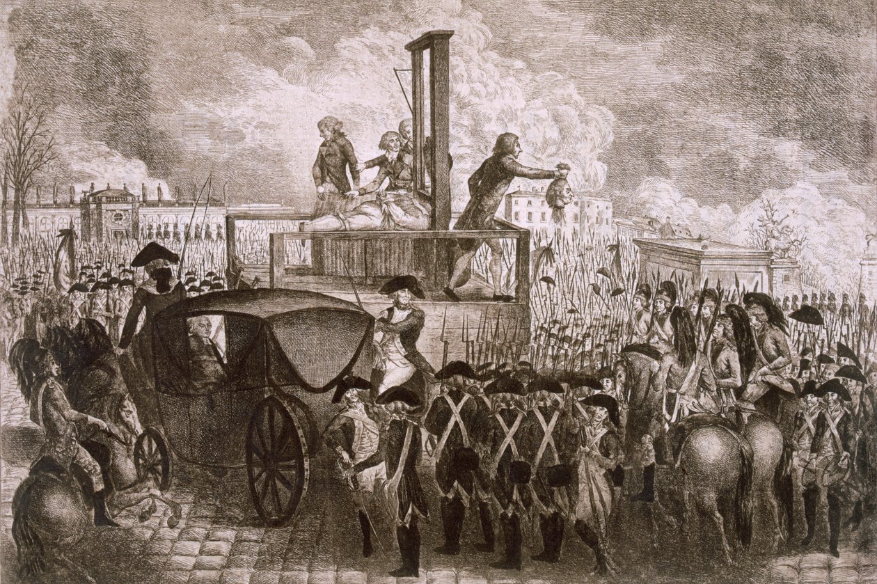 A Execução de Louis Capet XVI, 21 de Janeiro de 1793 (heliógrafo) de P. Dujardin