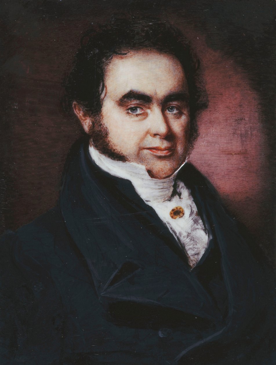 Retrato do Navegador, James Wendell (1787-1834), comprimento do busto, com jaleco azul e meia branca de P. G. Dodd
