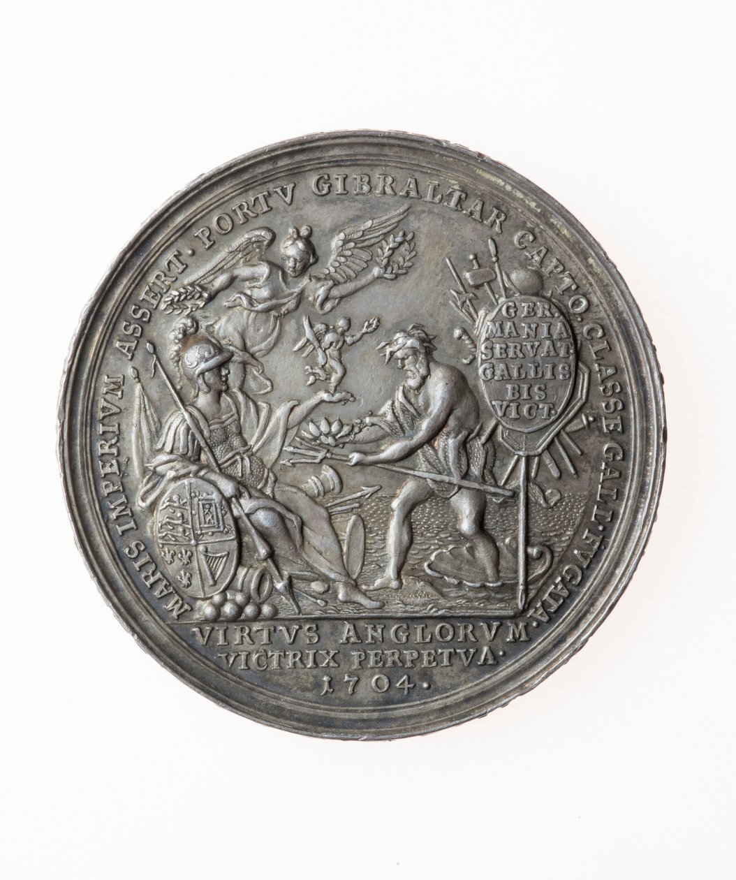 Medalha de Comemoração das Vitórias Britânicas, 1704 (prata) de P. H. Muller
