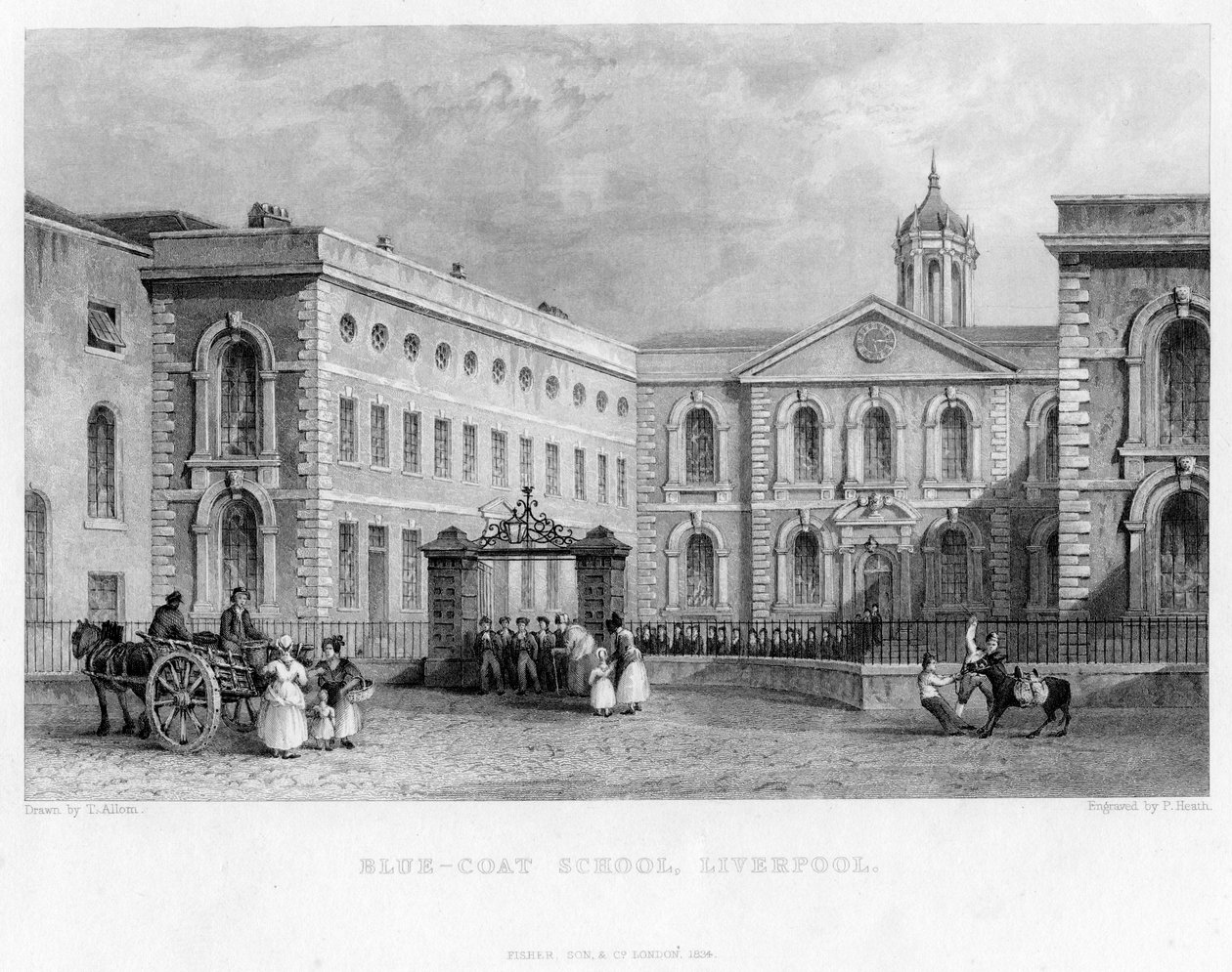 Escola Blue-Coat, Liverpool, 1834. de P. Heath