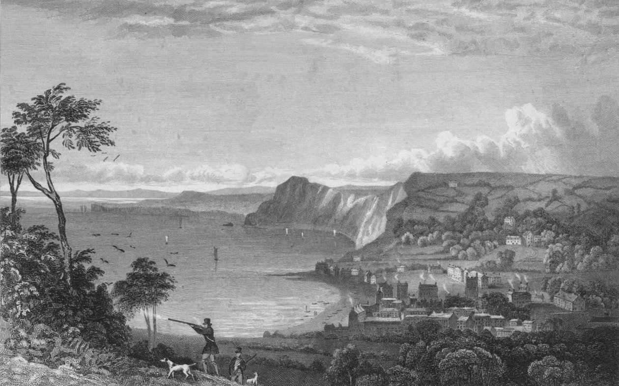 Sidmouth, dos penhascos, para Seaton, 1832. de P. Heath