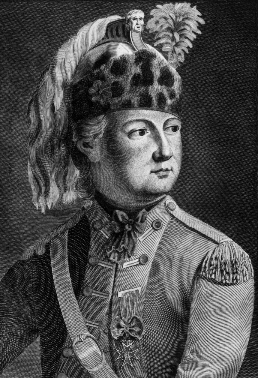 Cavaleiro de Eon (1728-1810), agente secreto francês do rei, costumava vestir-se, gravando de P. Jean Baptiste Bradel