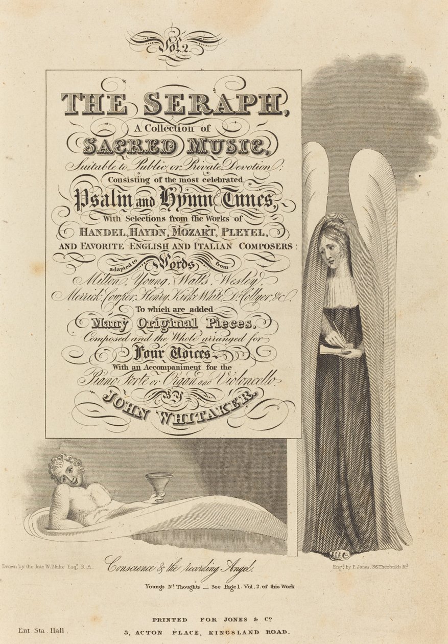 Consciência e o anjo registrador de P. Jones after William Blake