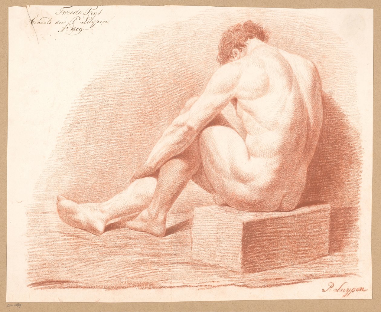 Nu masculino sentado, visto de costas (2º prêmio 1809) de P. Luypen