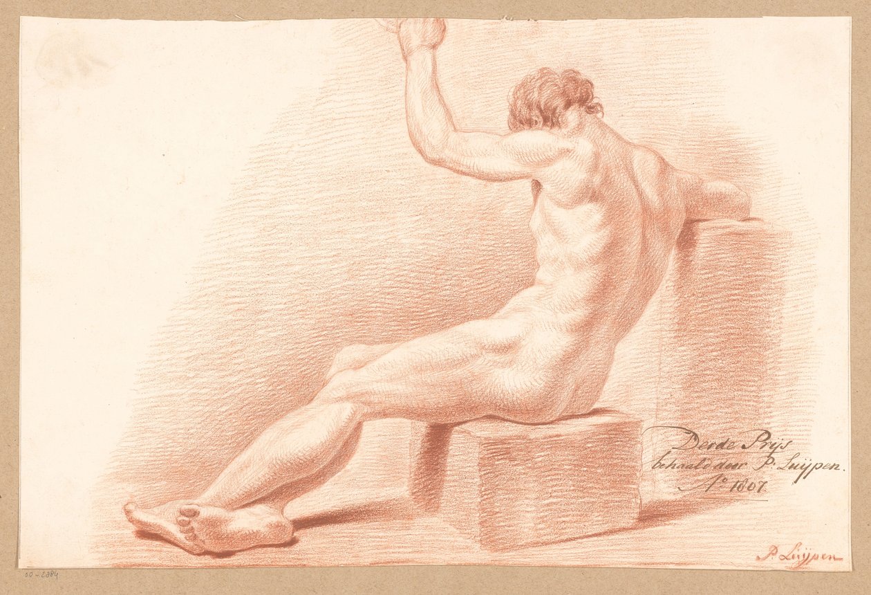 Nu masculino sentado, visto de costas (3º prêmio 1807) de P. Luypen