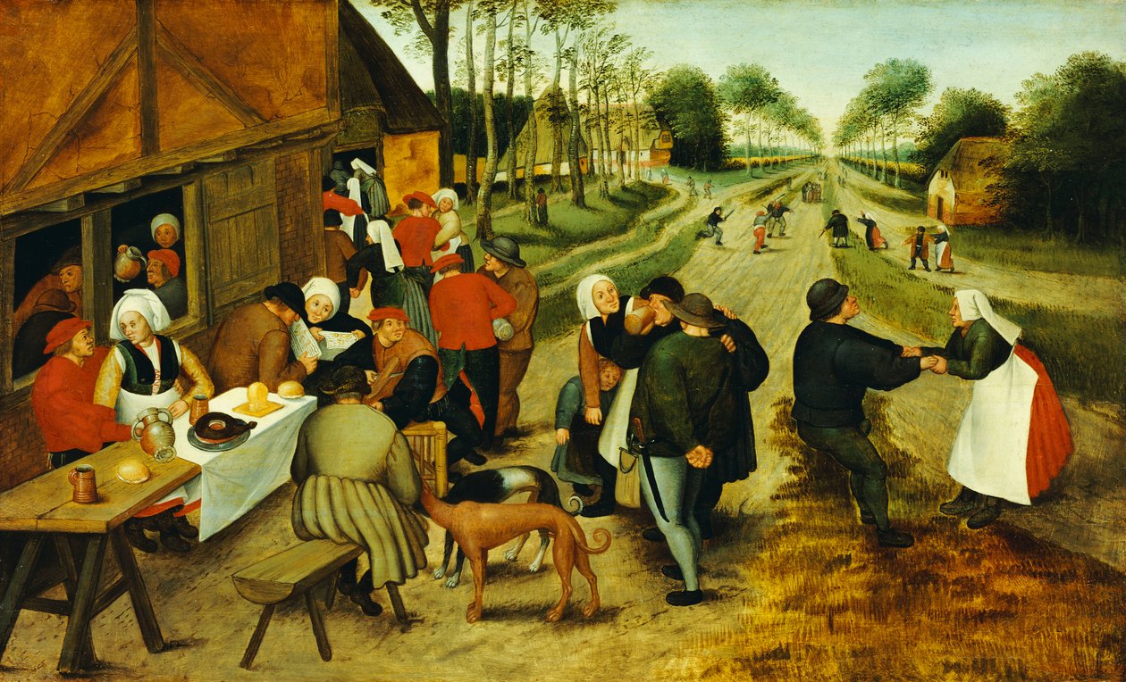 Camponeses em uma estalagem na estrada de P. the Younger Brueghel