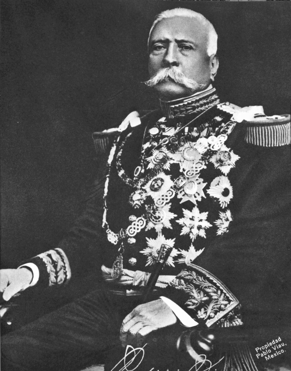 Porfirio Diaz do México, c.1910 (foto do bw) de Pablo Viau