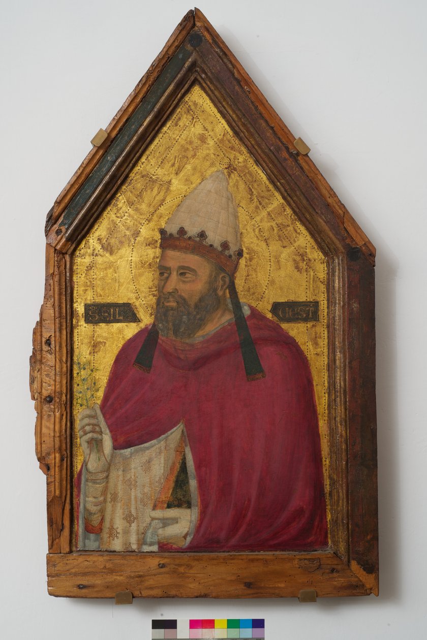 Saint Silvester (tempera no painel) de Pacino di Buonaguida
