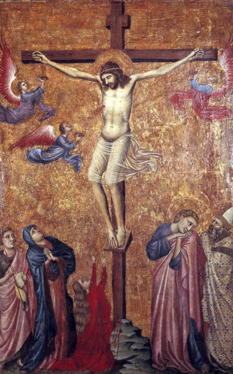 A Crucificação, parte de um díptico, início do século XIV de Pacino di Bonaguida