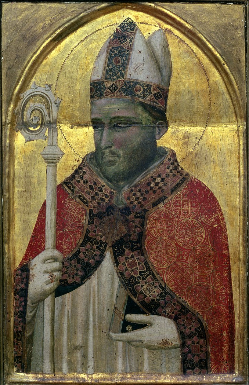 St. Proculus tempera no painel de Pacino di Buonaguida