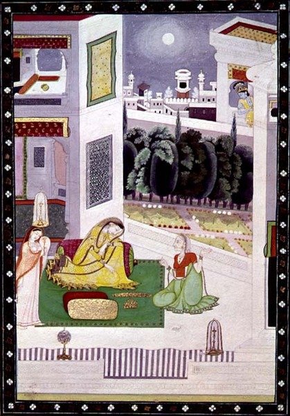 Uma senhora negligenciada, do Prositapatika Nayika, Kangra, Himachal Pradesh, c.1850 de Pahari School