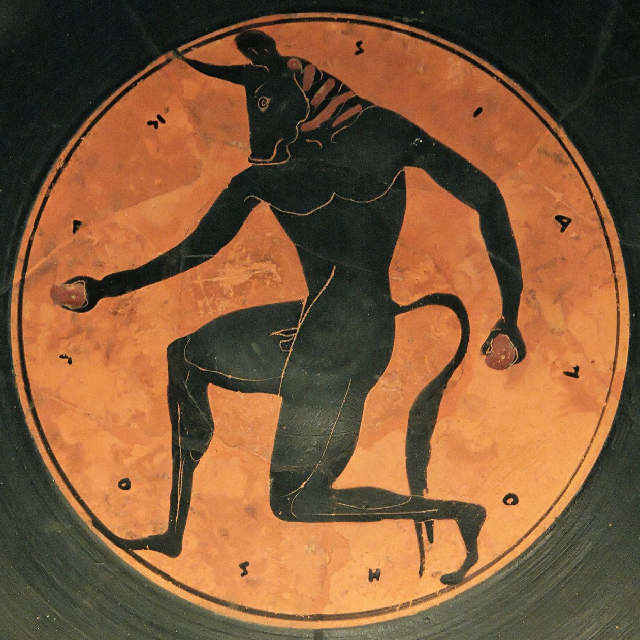 Antiga Olaria Grega do Minotauro, c.515- (olaria de algarismos negros) de Painter of London E342