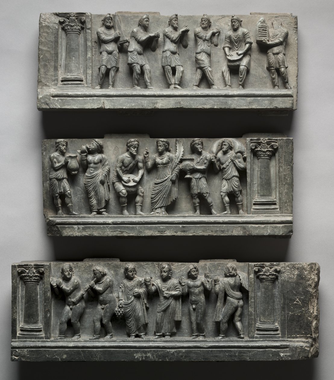 Bacanalian Relief, Paquistão, Gandhara, área de Buner, início do período Kushan (AD 1-320) (xisto) de Pakistani School