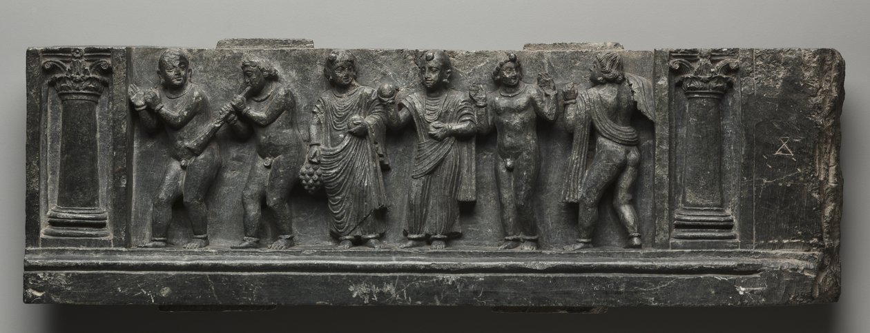 Bacanalian Relief, Paquistão, Gandhara, área de Buner, início do período Kushan (AD 1-320) (xisto) de Pakistani School