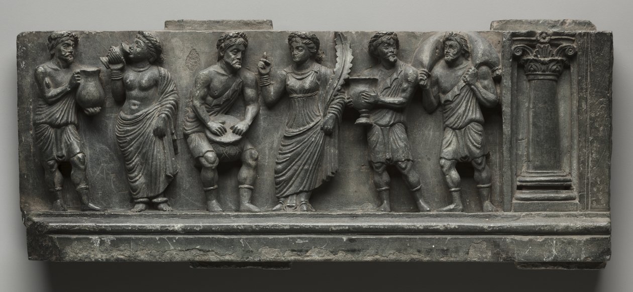 Bacanalian Relief, Paquistão, Gandhara, área de Buner, início do período Kushan (AD 1-320) (xisto) de Pakistani School
