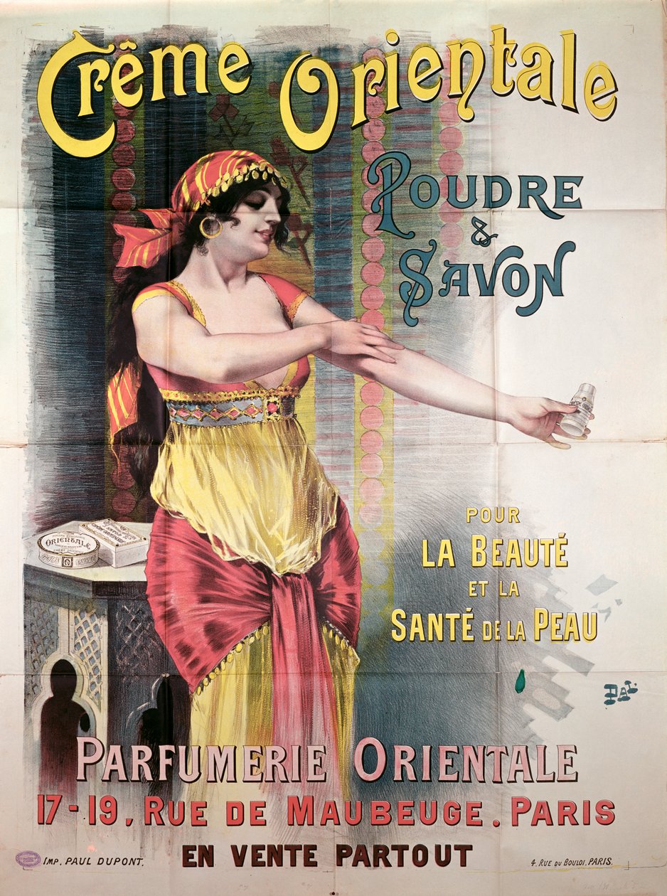 Cartaz publicitário &39;Creme Orientale&39; em pó e sabão de Pal