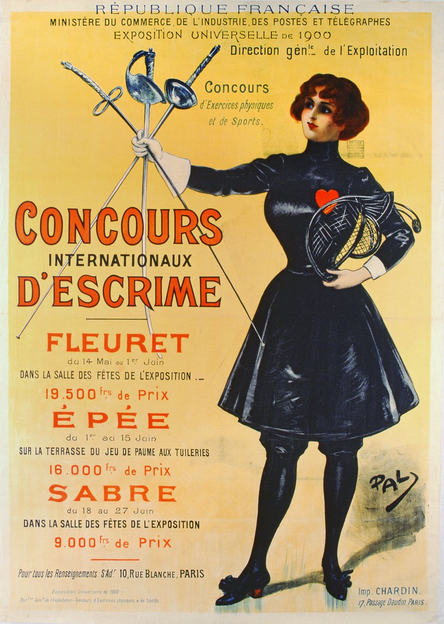 Cartaz publicitário das Competições Internacionais de Esgrima, 1900 de Pal