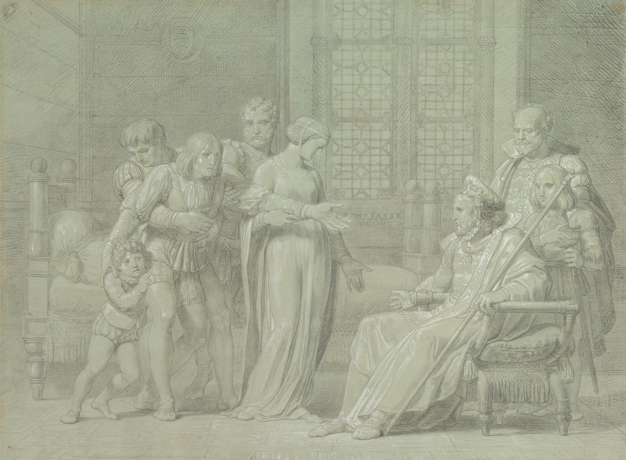 Rei Carlos VIII da França com o moribundo Gian Galeazzo Sforza em Pavia, 1775-1860. de Palagi Filippo Pelagio