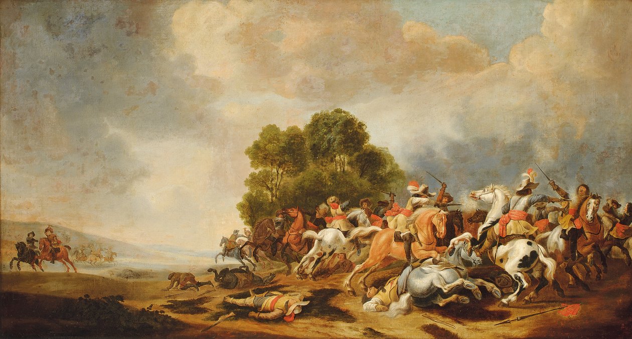 Uma escaramuça de cavalaria de Palamedes Palamedesz
