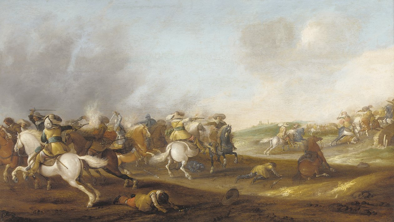 Uma escaramuça de cavalaria de Palamedes Palamedesz