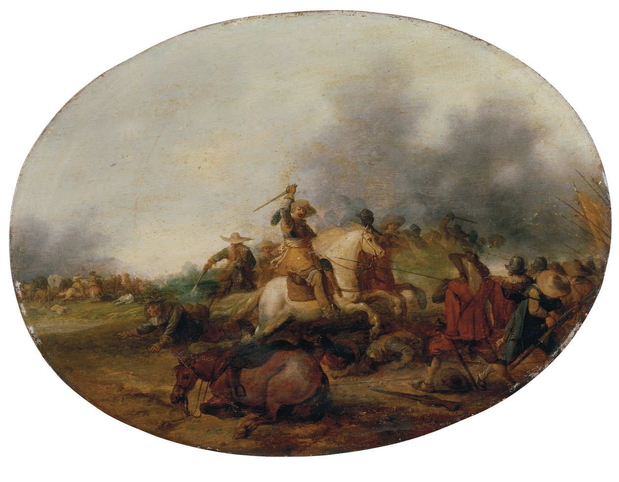 Uma escaramuça de cavalaria com um cavalo caído, 1637 de Palamedes Palamedesz
