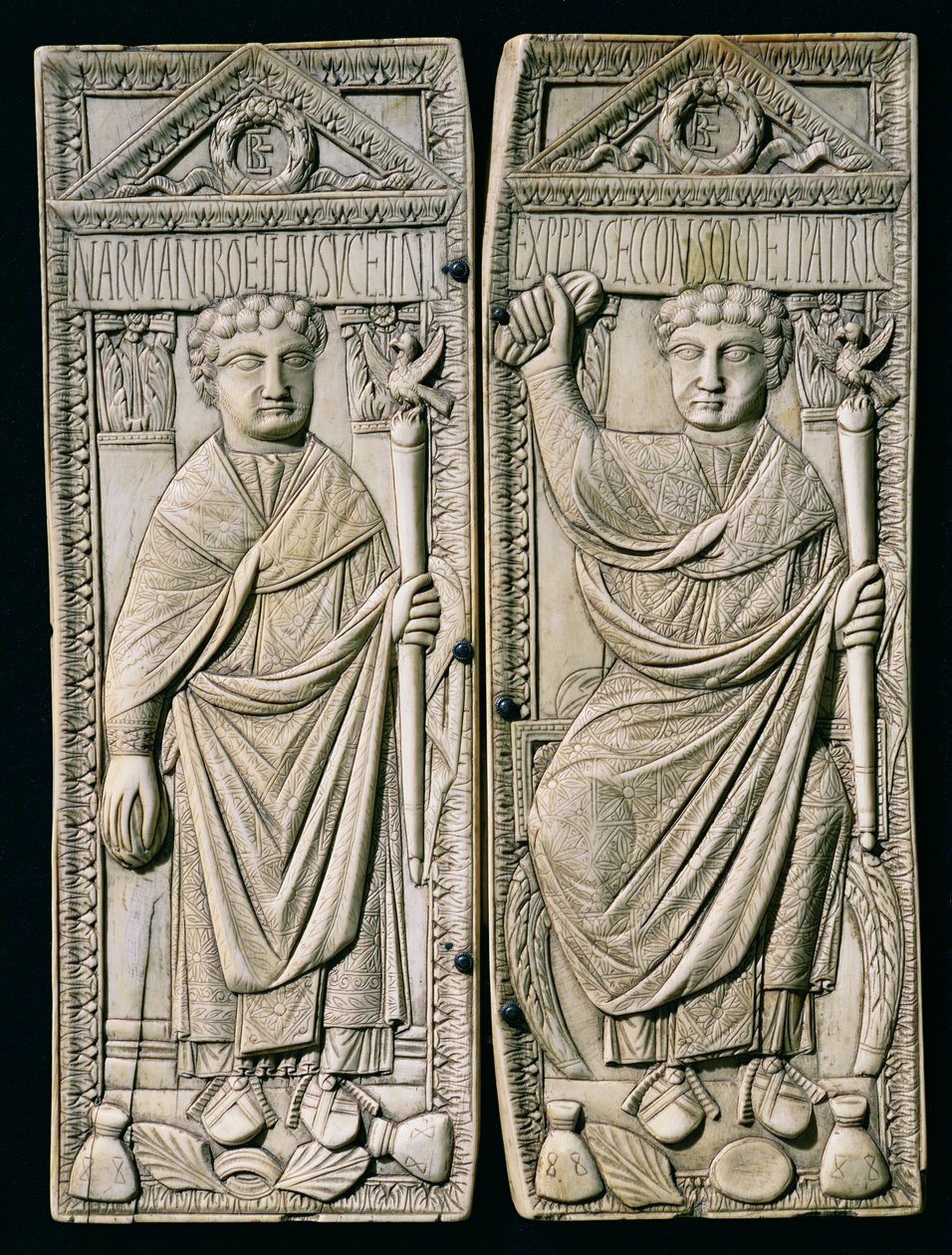 Diptych de Boethius (480-524) cônsul em 487 dC de Paleo Christian