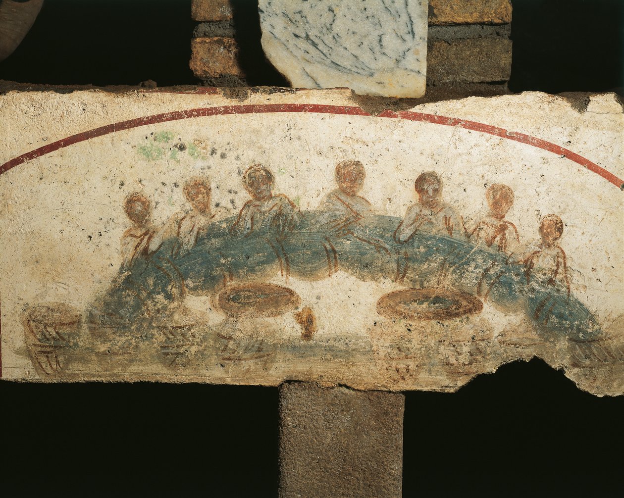 Banquete Eucarístico, Cubicula of the Sacraments (fresco) de Paleo Christian