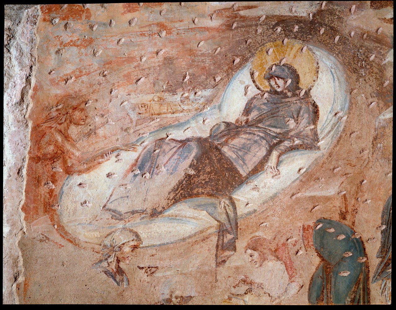 A natividade. Afresco da abside, 6º-7º século de Paleo Christian