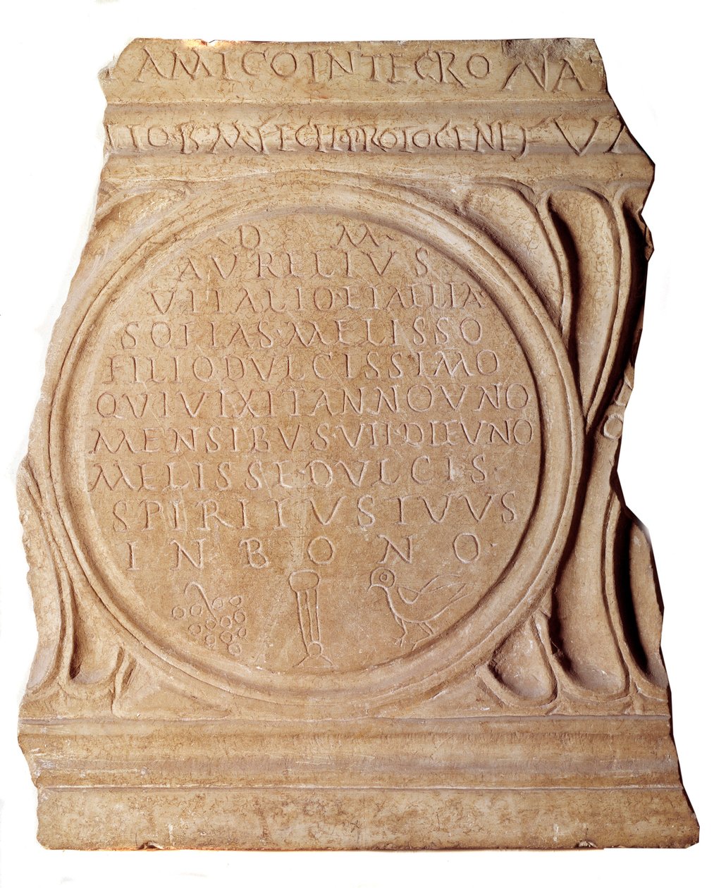Arte Paleocristã: Epitáfio cristão de Melissus. De Roma, Paris, Museu do Louvre de Paleo Christian Paleo Christian