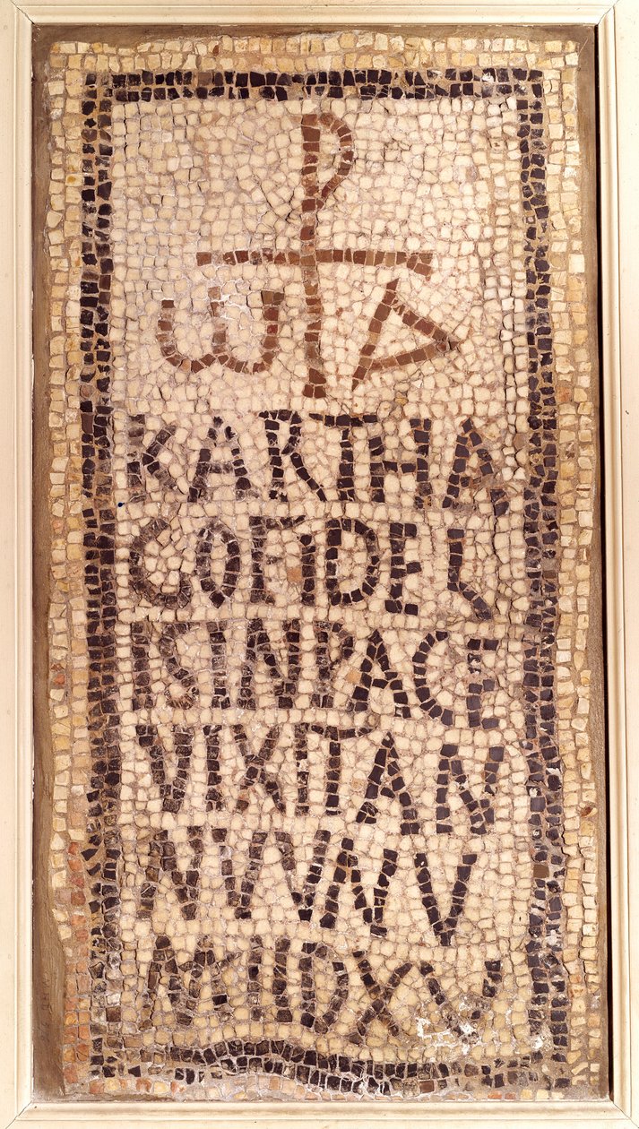 Antiquite paleocreta: mosaico funerário de Karthago, vem das ruínas do antigo Furnos Menos, na Tunísia. Termina o século V a partir do início do século IV depois de JC. Paris, Museu do Louvre de Paleo Christian