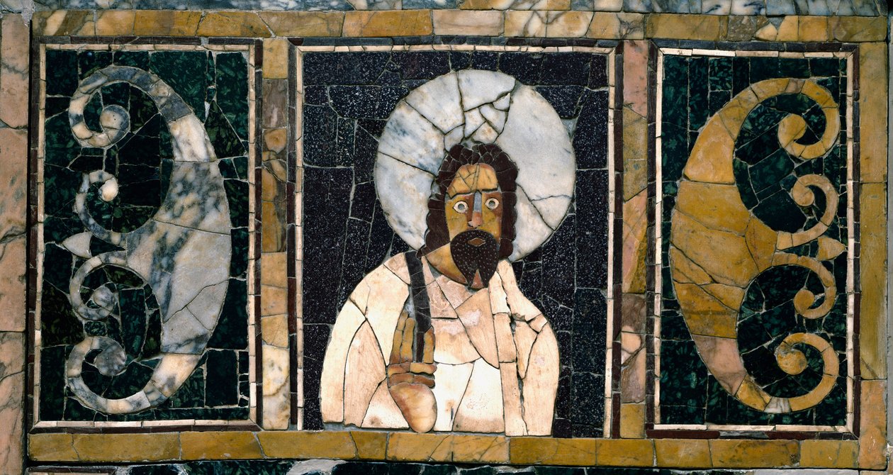 Arte Paleocristã: "representação de Cristo, provavelmente o primeiro" do século III d.C. O mármore Marquete. Museu Ostiense, Ostia de Paleo Christian