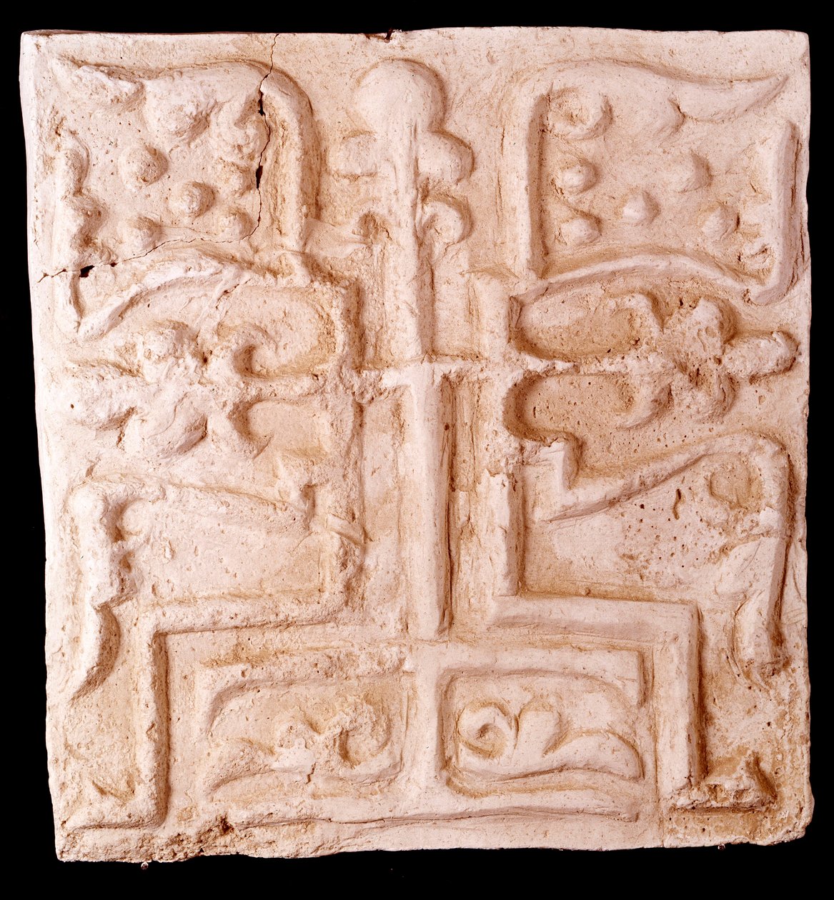 Arte Paleocristã: pedra adornada com relevos de ramos de vinha e uma cruz. Da ilha de Kharg, Irão. Paris, Museu do Louvre de Paleo Christian Paleo Christian