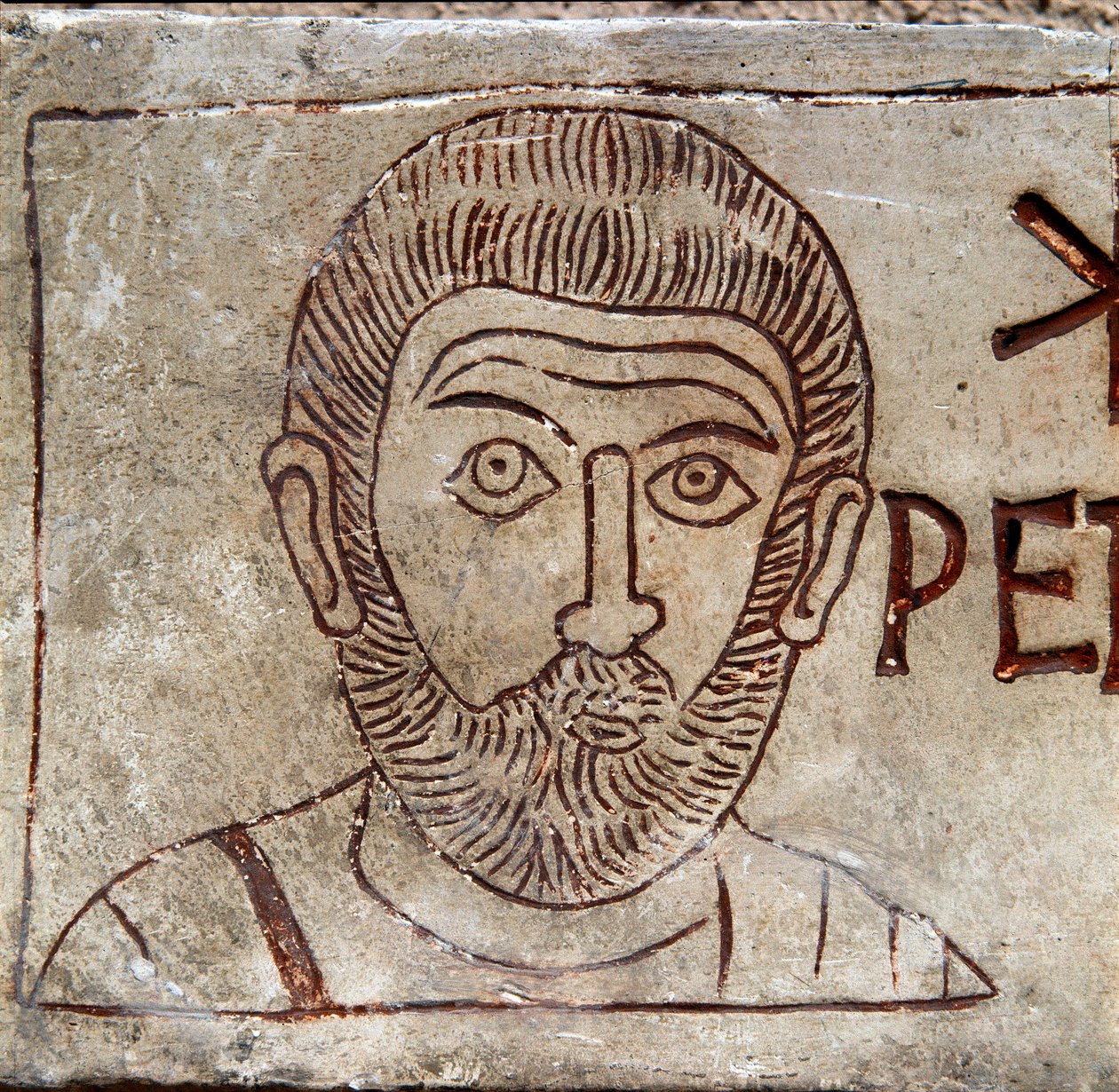 Representação de São Pedro. Grafitto Paleocreciano de Aquileia. Século I d.C. Aquileia, Museo Nazionale Paleocristiano de Paleo Christian Paleo Christian