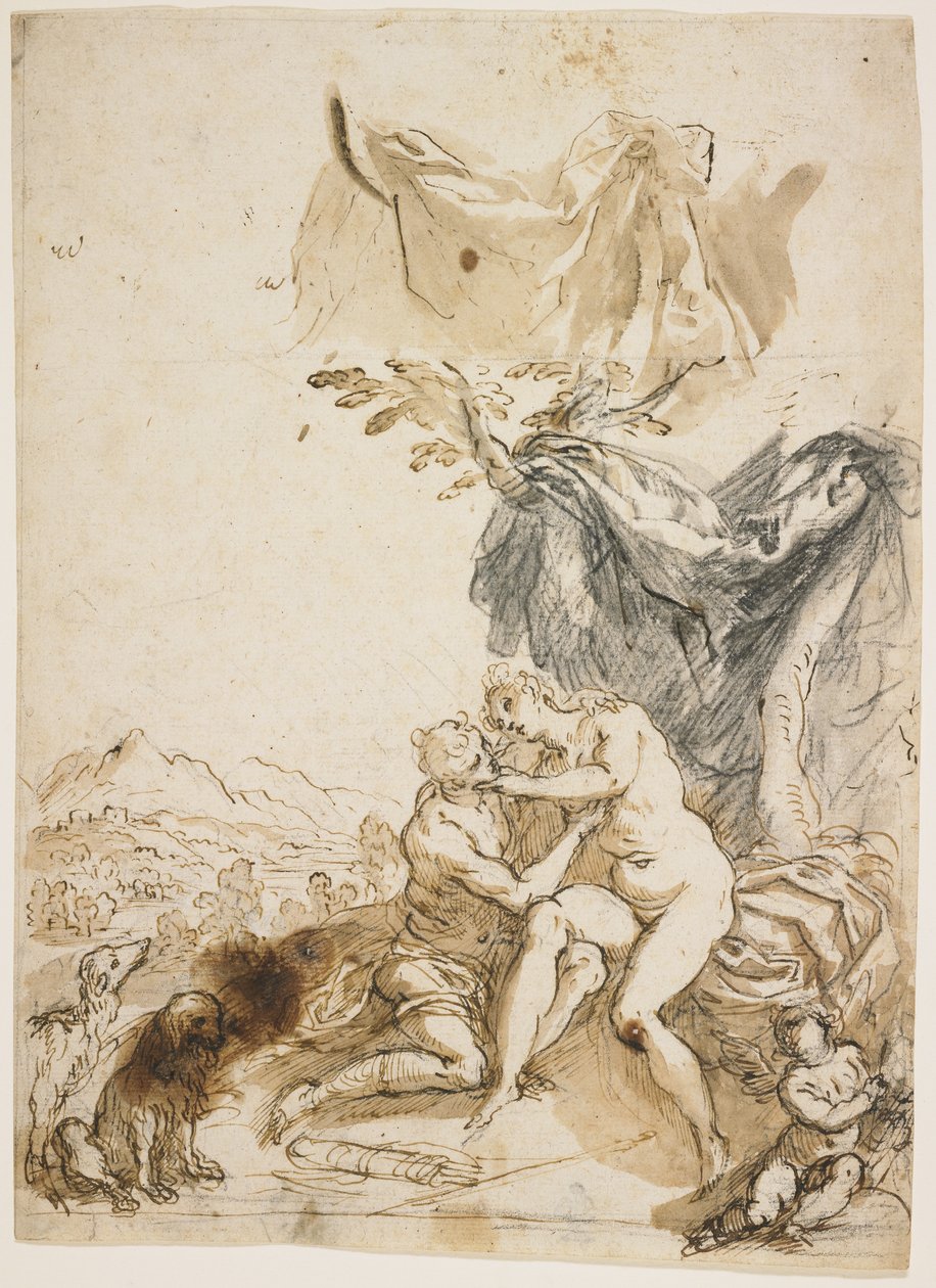 Venus e Adonis, c. 1620 de Palma Il Giovane
