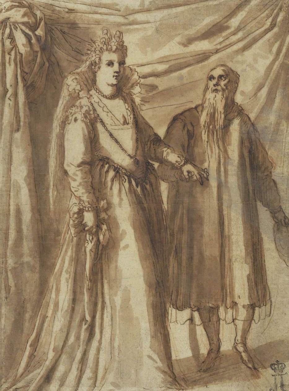 A Apresentação da Noiva, c.1610 (caneta, pincel e nanquim sobre papel) de Palma Il Giovane 1548 1628 Palma Il Giovane 1548 1628