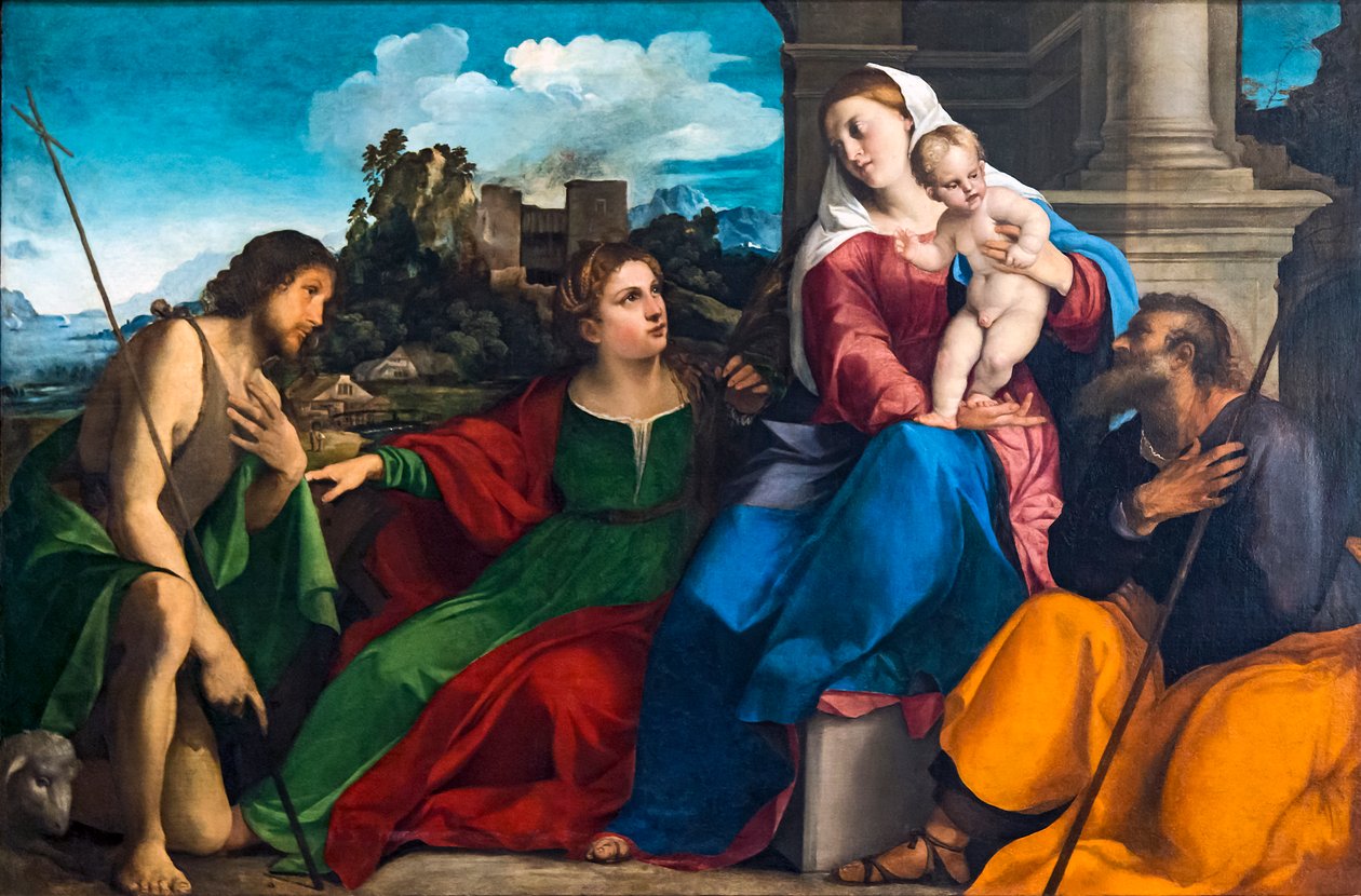 Sagrada Família com os Santos Catarina de Alexandria e João Batista de Palma il Vecchio