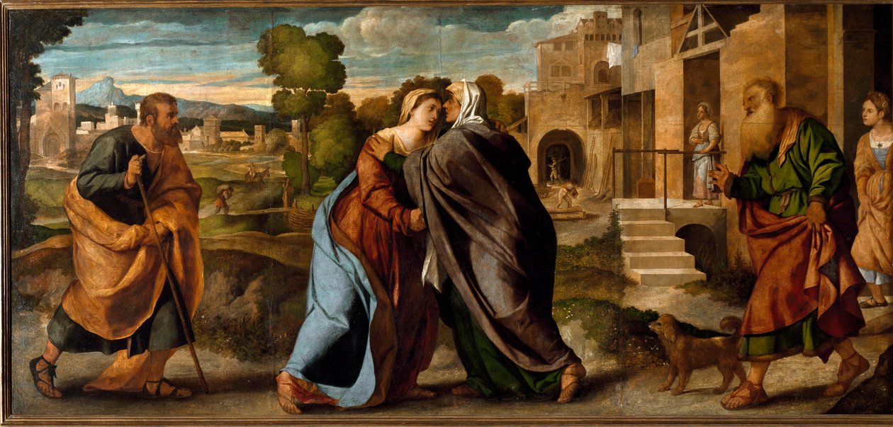 A Visitação (óleo sobre tela, c.1520-1522) de Palma Il Giovane